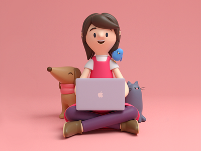 PET 3d c4d character design girl illustration pet render