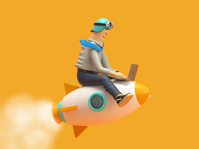 ROCKET BUSINESS 3d c4d character design illustration render rocket
