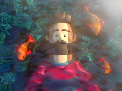 WEIRD FISHES 3d c4d character illustration person render