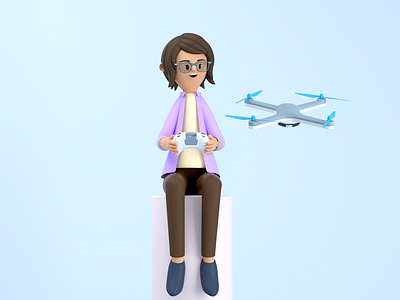 TEACHER DRONE 3d c4d character design drone illustration render teacher