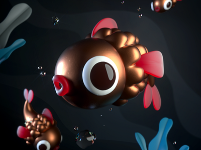 FISHES 3d c4d character design fish illustration render