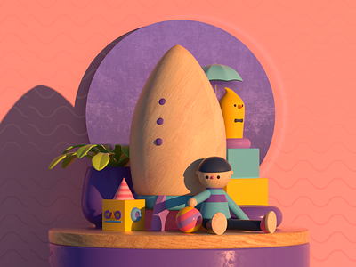 WOOD TOYS 3d c4d character design illustration render toy wood