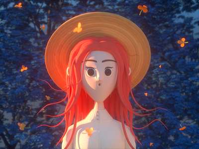 SUNSET 3d c4d character design girl illustration person render sunset tangerine