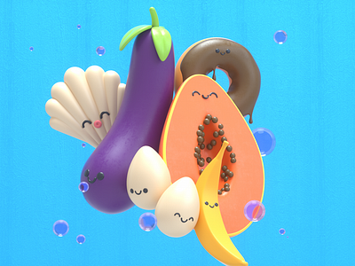 FOOD 3d c4d character design food fruit illustration render