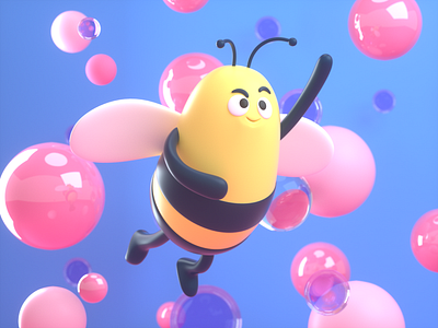 Bee for Hong Kong 3d bee c4d character design friendly fun illustration render