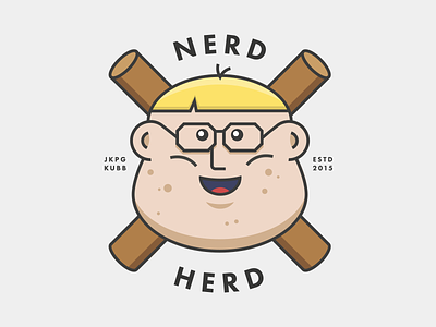 Nerd Herd - Kubb Team Logo badge blond glasses illustration kubb mark nerd