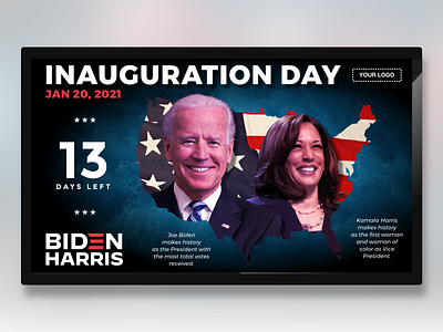 Inauguration Day Countdown america design digital digital signage events gsap html html css inauguration day joe bidden js kamala harris layout presidents template usa