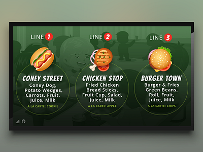 School Menu Theme for Digital Signage cafeteria digital signage food hamburger hot dog line menu school