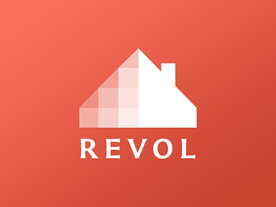 Revol Logo bold home house logo real estate red residence shape sharp transparency triangle white