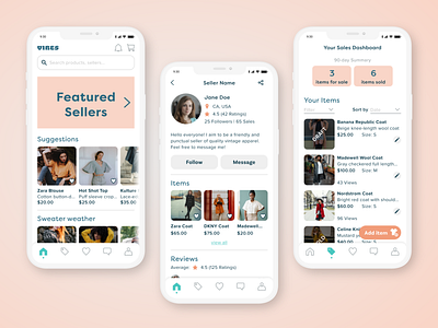 VIBES | Vintage Clothing App app design ecommerce ui vintage