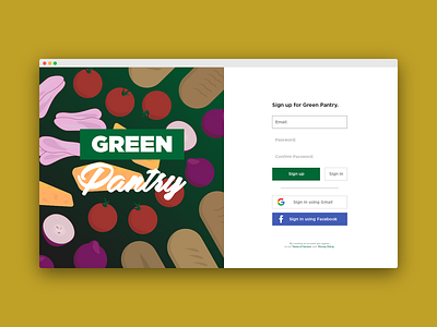 Green Pantry sign up form