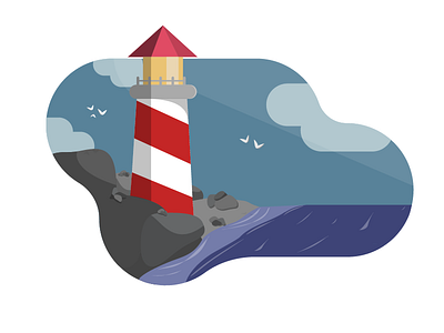 Lighthouse birds design graphic light lighthouse ocean rock stone