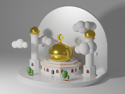 3D Ramadan Mosque Render Illustration