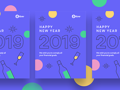 Alibre Poster app branding credit minimal new year 2019 poster purple vector