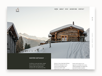Winter Cabin cabin landing minimal simple travel typography vacation web design website winter