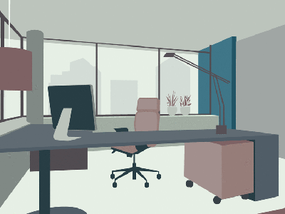 Sandras Office animation backdrop illustration office vector