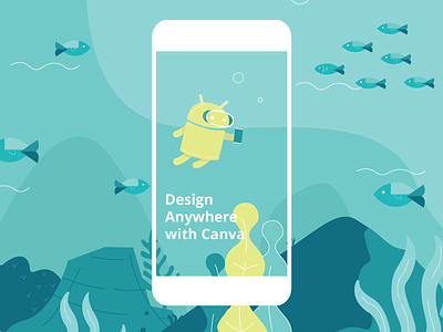 Canva Android shirt design android canva corals design fish illustration ocean vector