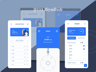 Exploration - Redesign blue clean mobile design moslem apps muslim pray apps sholat