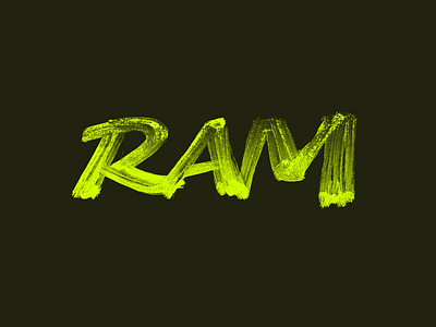 RAM design dirty felt tip green lettering logo nuclear product ram rough silver felt tip pen