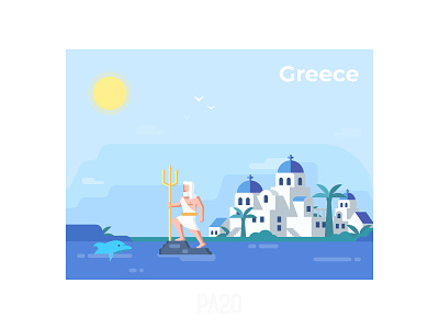 Greece blue dolphin greece greek greek god greek mythology illustraion monk poseidon sea