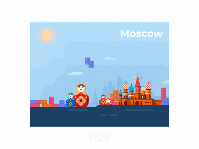 Moscow building castle church city illustration moscow russia russian doll square tetris ui