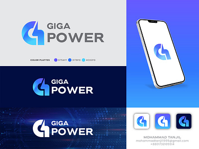 Giga power logo design adobe adobe illustrator app icon art branding design designer designinspiration digital art gradient logo graphic design graphic designer illustration letter head letter mark logo mascot logo monogram ui word mark