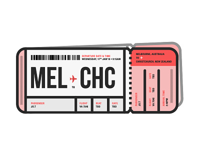 Can't wait! air ticket australia boarding pass illustration melbourne new zealand travel