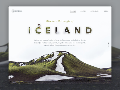 Travel to Iceland - Landing Page design iceland interface landing light minimal travel typography ui