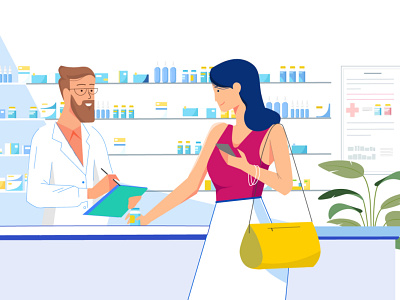 Consulting with a Pharmacist! app design illustration ui ux vector