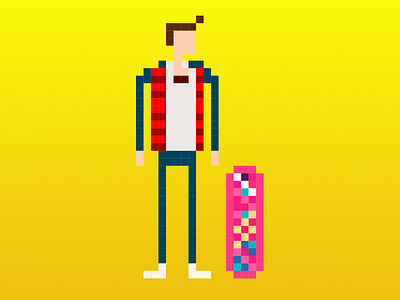 Marty mcfly back to the future film future marty mcfly pixel art skateboard