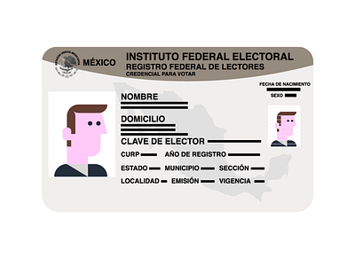 tarjeta INE card identification card méxico person vector