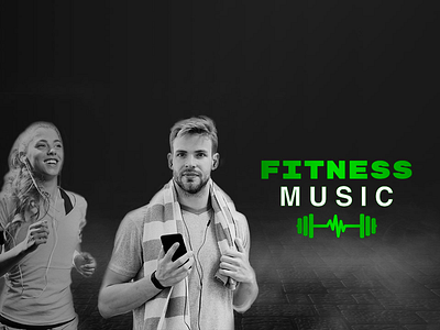 Fitness Music banner web banner banner design beat design fitness fitness music healthy logo logotype music pulse radiostation vector weight