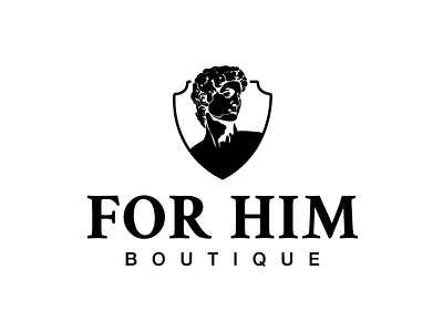 For Him Boutique body brand elegance gifts herald logo logotype design man masculinity mexico miguel ángel online store perfection sculpture shield shop