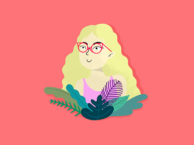 Mood verano 2 girl hair illustration leaves nature plants summertime woman young