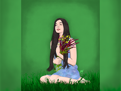 100617 No iIdentificada Chihuahua adobe photoshop brush collective commemoration feminicide flowers green memorial nature portrait proyect wacom wacom intuos we are not all woman woman illustration young girl