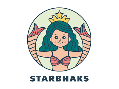 STARBHAKS - My new identity brandidentitydesign branding bright colourful cute girl female fish girl identity illustration logo mermaid siren starbucks wavy hair woman