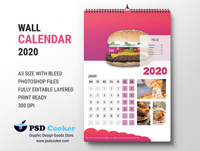 Restaurent Calendar 2020 2020 calendar clean desk calendar modern print restaurant restaurant calendar 2020 unique usa calendar wall calendar