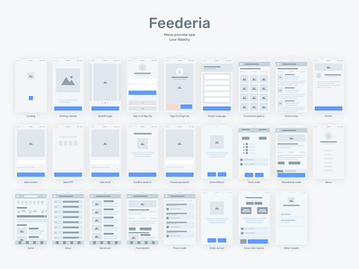 Feederia - Low fidelity screens app design ui ux