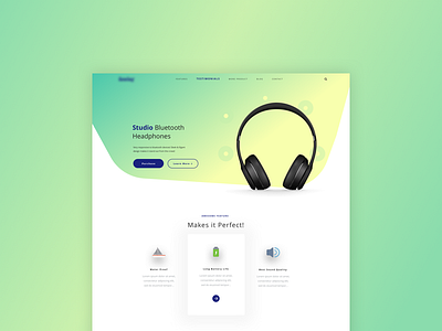 Studio Headphone Product Landing Page app clean design flat icon illustration interaction minimal ui ux web website