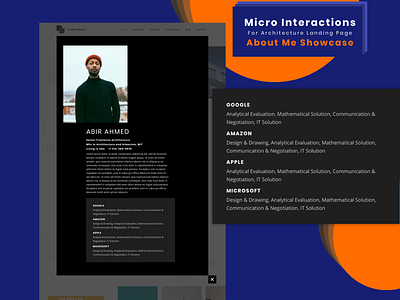 About Me Micro Interaction For Architecture Landing Page clean design flat image gallery landing page microinteraction minimal typography ui ux web website