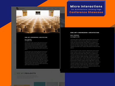 Conference Micro Interaction For Architecture Landing Page clean conference design flat landing page microinteraction minimal typography ui ux web website