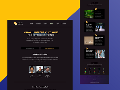 About Secondary Page For Local Attraction (Park Information) clean dark theme website image introduction modern nature sponsor sponsor website typography ui ux website design