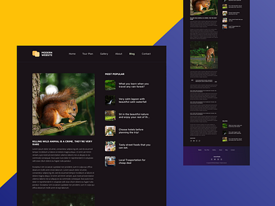 Blog Secondary Page For Local Attraction Micro Interaction blog clean dark theme website image introduction modern nature text typography ui ux website design