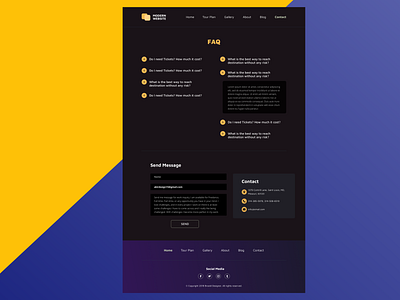 Contact Secondary Page For Local Attraction clean contact contact form dark theme website faq modern nature text typography ui ux website design