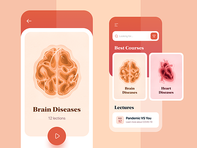 🧠 Medical learning platform app art artwork brain course courses cut out disease education healthcare heart knowledge learning lecture med medical medtech search ui