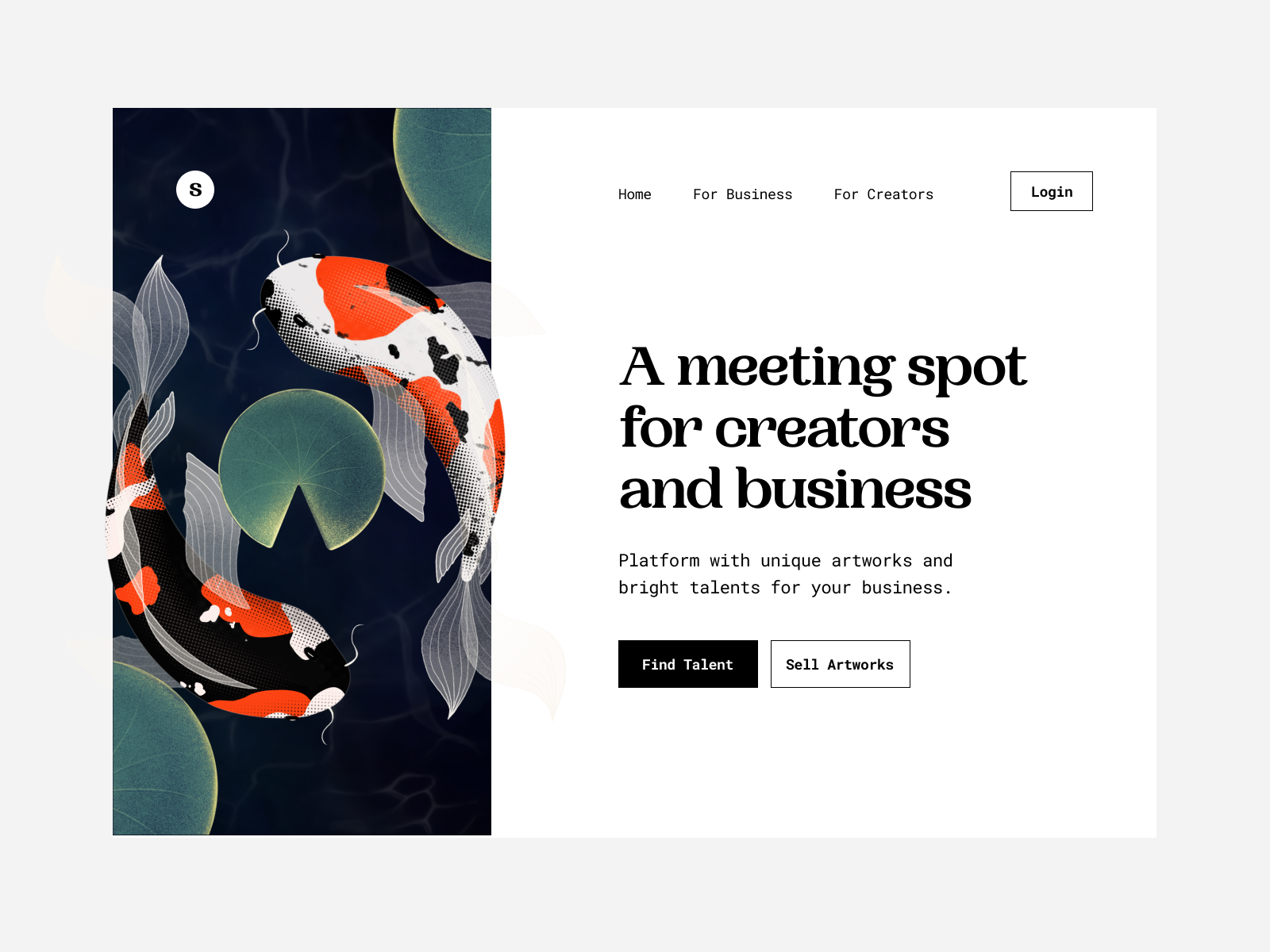   A platform where business and creators meet art artwork design illustration koi marketplace platform procreate ui web