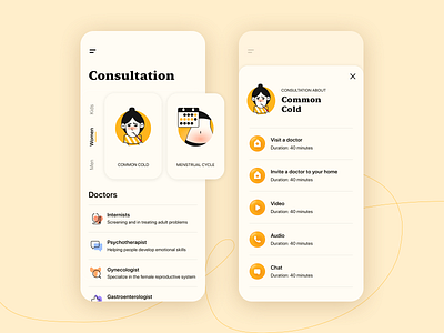 🧡 Telemedicine app app appointment audio chat cold consultation cycle design doctor flu girl healthcare illness illustration medicine medtech psychotherapy symptoms telemedicine video