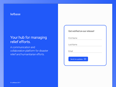 Liefbase just launched! 🚀 blue landing minimal responsive sign up typography