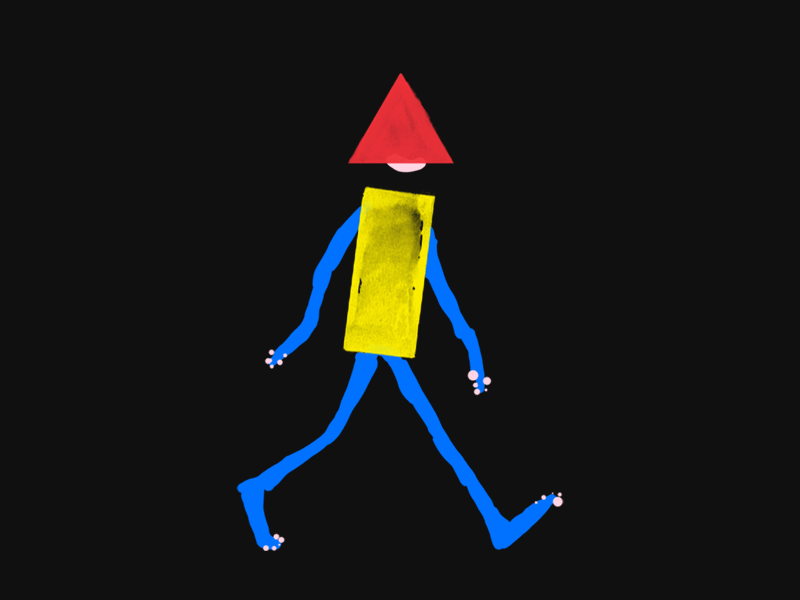 Strange walk. animation colors cycle dance forms frame man stickman walk