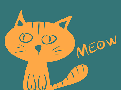 Cat Meow 2d animal art cartoon cat clean design graphic design green illustration infinite painter meow orange simple yellow